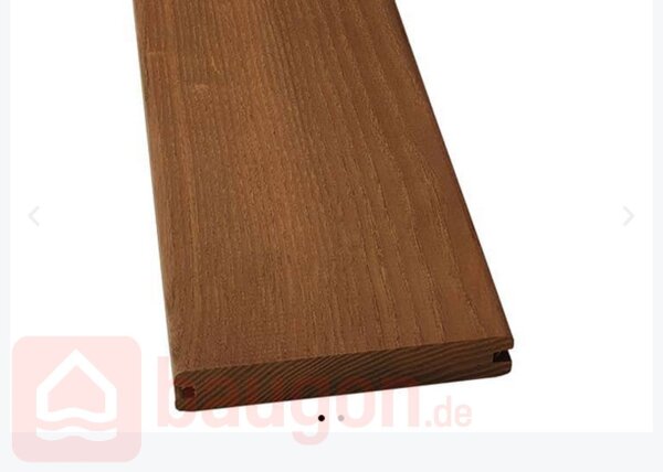 Diele Thermo-Esche mit Nut, glatt 20 × 115 × 1850 mm