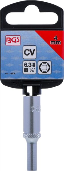 Steckschlüssel-Einsatz Sechskant, tief | Antrieb Innenvierkant 6,3 mm (1/4") | SW 4 mm