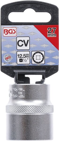 Steckschlüssel-Einsatz Zwölfkant | Antrieb Innenvierkant 12,5 mm (1/2") | SW 27 mm