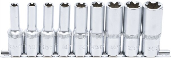 Steckschlüssel-Einsatz-Satz E-Profil, tief | Antrieb Innenvierkant 12,5 mm (1/2") | SW E10 - E24 | 9-tlg.