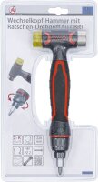 Wechselkopf-Hammer | mit Ratschen-Drehgriff für Bits, umschaltbar | 3-in-1