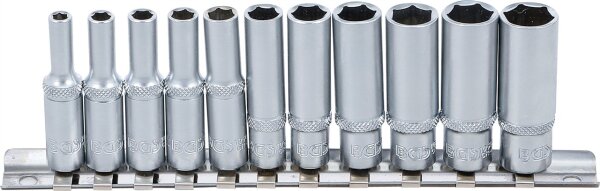 Steckschlüssel-Einsatz-Satz Sechskant, tief | Antrieb Innenvierkant 6,3 mm (1/4") | SW 4 - 13 mm | 11-tlg.