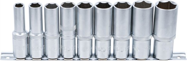 Steckschlüssel-Einsatz-Satz Sechskant, tief | Antrieb Innenvierkant 12,5 mm (1/2") | SW 10 - 24 mm | 9-tlg.