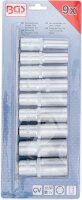 Steckschlüssel-Einsatz-Satz Sechskant, tief | Antrieb Innenvierkant 12,5 mm (1/2") | SW 10 - 24 mm | 9-tlg.