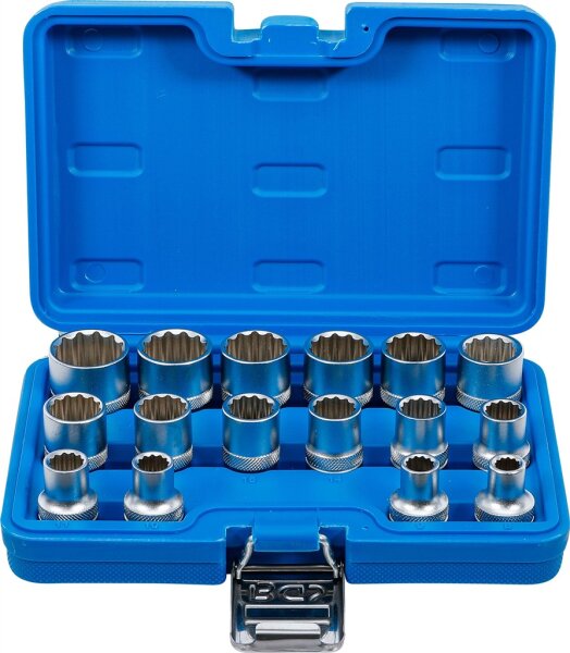 Steckschlüssel-Einsatz-Satz Zwölfkant | Antrieb Innenvierkant 12,5 mm (1/2") | SW 8 - 24 mm | 16-tlg.