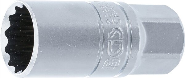 Zündkerzen-Einsatz mit Haltegummi, Zwölfkant | Antrieb Innenvierkant 12,5 mm (1/2") | SW 21 mm