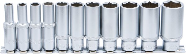 Steckschlüssel-Einsatz-Satz Sechskant, tief | Antrieb Innenvierkant 10 mm (3/8") | Zollgrößen | 11-tlg.