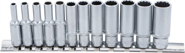 Steckschlüssel-Einsatz-Satz Zwölfkant, tief | Antrieb Innenvierkant 6,3 mm (1/4") | Zollgrößen | 12-tlg.
