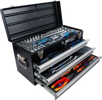 Elektriker-Metall-Werkzeugkoffer | 3 Schubladen | mit 147...