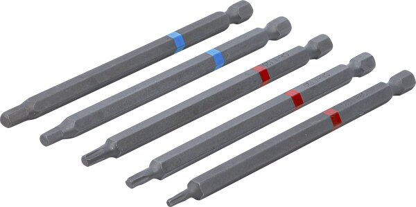 Bit-Satz | Antrieb Außensechskant 6,3 mm (1/4") | Innensechskant, T-Profil (für Torx) | Länge 110 mm | 5-tlg.