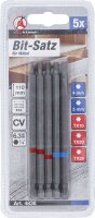 Bit-Satz | Antrieb Außensechskant 6,3 mm (1/4") | Innensechskant, T-Profil (für Torx) | Länge 110 mm | 5-tlg.