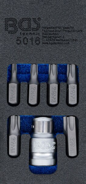 Schraubendreher-Bit-Satz | Antrieb Außensechskant 10 mm (3/8") | T-Profil (für Torx) | 7-tlg.