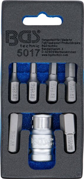 Schraubendreher-Bit-Satz | Antrieb Außensechskant 10 mm (3/8") | Innensechskant | 7-tlg.