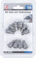 Bit-Satz mit Tiefenstopp | für Gipskartonplatten | Antrieb Außensechskant 6,3 mm (1/4") | Kreuzschlitz PH2 | 10-tlg.