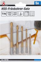HSS-Fräsbohrer-Satz | titan-nitriert | 3 - 8 mm | 5-tlg.
