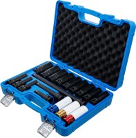 Kraft-Steckschlüssel- und Kraft-Schoneinsatz-Satz | Sechskant | Antrieb Innenvierkant 12,5 mm (1/2") | SW 10 - 24 mm | 18-tlg.