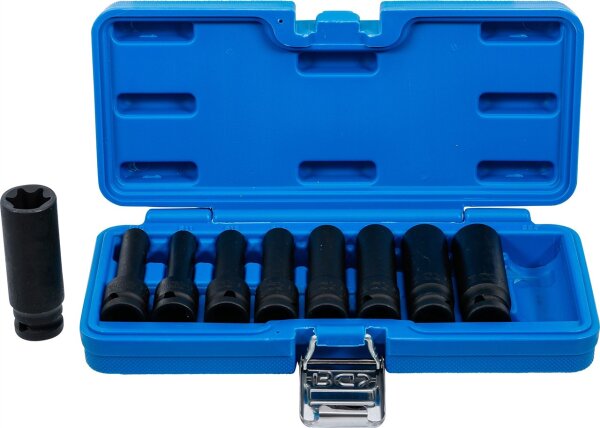Kraft-Steckschlüssel-Einsatz-Satz E-Profil, tief | Antrieb Innenvierkant 12,5 mm (1/2") | SW E10 - E24 | 9-tlg.