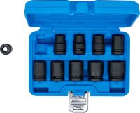 Kraft-Steckschlüssel-Einsatz-Satz Sechskant | Antrieb Innenvierkant 12,5 mm (1/2") | SW 10 - 24 mm | 10-tlg.
