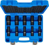 Kraft-Steckschlüssel-Einsatz-Satz Sechskant, tief | Antrieb Innenvierkant 12,5 mm (1/2") | SW 10 - 24 mm | 10-tlg.
