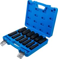 Kraft-Steckschlüssel-Einsatz-Satz Sechskant, tief | Antrieb Innenvierkant 12,5 mm (1/2") | Zollgrößen | 13-tlg.