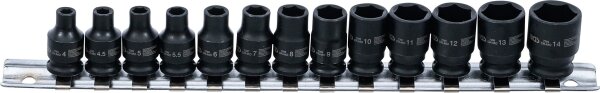Kraft-Steckschlüssel-Einsatz-Satz Sechskant | Antrieb Innenvierkant 6,3 mm (1/4") | SW 4 - 14 mm | 13-tlg.