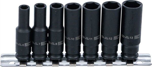 Kraft-Steckschlüssel-Einsatz-Satz Sechskant, tief | Antrieb Innenvierkant 6,3 mm (1/4") | SW 6 - 13 mm | 7-tlg.
