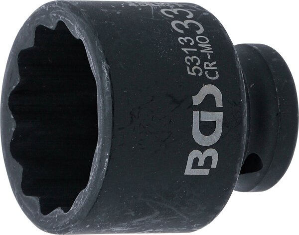 Kraft-Steckschlüssel-Einsatz Zwölfkant | Antrieb Innenvierkant 12,5 mm (1/2") | SW 33 mm