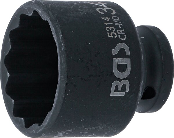 Kraft-Steckschlüssel-Einsatz Zwölfkant | Antrieb Innenvierkant 12,5 mm (1/2") | SW 34 mm