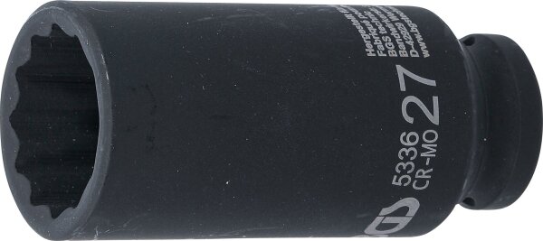 Kraft-Steckschlüssel-Einsatz Zwölfkant, tief | Antrieb Innenvierkant 12,5 mm (1/2") | SW 27 mm