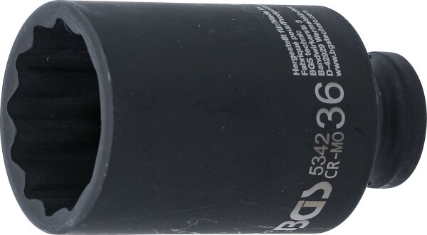 Kraft-Steckschlüssel-Einsatz Zwölfkant, tief | Antrieb Innenvierkant 12,5 mm (1/2") | SW 36 mm