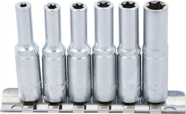 Steckschlüssel-Einsatz-Satz E-Profil, tief | Antrieb innenvierkant 6,3 mm (1/4") | SW E4 - E10 | 6-tlg.