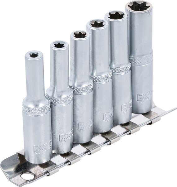 Steckschlüssel-Einsatz-Satz E-Profil, tief | Antrieb innenvierkant 6,3 mm (1/4") | SW E4 - E10 | 6-tlg.