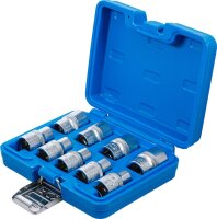 Steckschlüssel-Einsatz-Satz E-Profil | Antrieb Innenvierkant 12,5 mm (1/2") | SW E10 - E24 | 9-tlg.