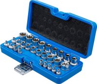 Steckschlüssel-Einsatz-Satz, E-Profil | Antrieb Innenvierkant 6,3 mm (1/4") / 12,5 mm (1/2") | SW E4 - E24 | 28-tlg.