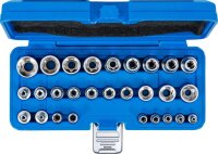 Steckschlüssel-Einsatz-Satz, E-Profil | Antrieb Innenvierkant 6,3 mm (1/4") / 12,5 mm (1/2") | SW E4 - E24 | 28-tlg.
