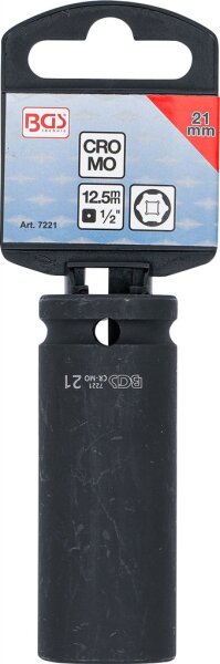 Kraft-Steckschlüssel-Einsatz Sechskant, tief | Antrieb Innenvierkant 12,5 mm (1/2") | SW 21 mm