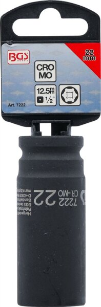 Kraft-Steckschlüssel-Einsatz Sechskant, tief | Antrieb Innenvierkant 12,5 mm (1/2") | SW 22 mm