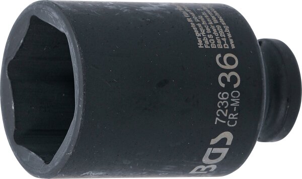 Kraft-Steckschlüssel-Einsatz Sechskant, tief | Antrieb Innenvierkant 12,5 mm (1/2") | SW 36 mm