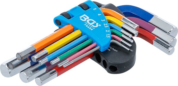 Winkelschlüssel-Satz | Multicolour | kurz | Innensechskant 1,5 - 10 mm | 9-tlg.