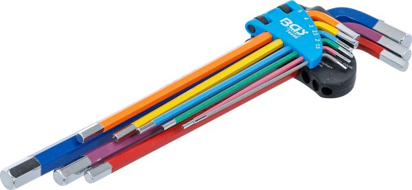 Winkelschlüssel-Satz | Multicolour | extra lang | Innensechskant 1,5 - 10 mm | 9-tlg.