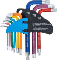 Winkelschlüssel-Satz | Multicolour | kurz | T-Profil (für Torx) mit Bohrung T10 - T50 | 9-tlg.