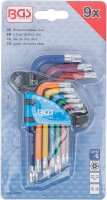 Winkelschlüssel-Satz | Multicolour | kurz | T-Profil (für Torx) mit Bohrung T10 - T50 | 9-tlg.