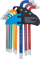 Winkelschlüssel-Satz | Multicolour | T-Profil (für Torx) mit Bohrung T10 - T50 | 9-tlg.
