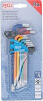 Winkelschlüssel-Satz | Multicolour | T-Profil (für Torx) mit Bohrung T10 - T50 | 9-tlg.