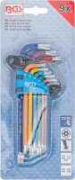Winkelschlüssel-Satz | Multicolour | T-Profil (für Torx) mit Bohrung und Kugelkopf T10 - T50 | 9-tlg.