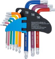 Winkelschlüssel-Satz | Multicolour | kurz | T-Profil (für Torx) mit Kugelkopf T10 - T50 | 9-tlg.