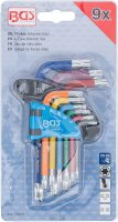 Winkelschlüssel-Satz | Multicolour | kurz | T-Profil (für Torx) mit Kugelkopf T10 - T50 | 9-tlg.