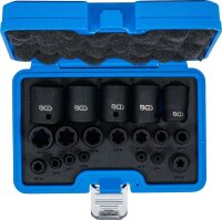 Kraft-Steckschlüssel-Einsatz-Satz | E-Profil Plus | Antrieb Innenvierkant 6,3 mm (1/4"), 10 mm (3/8"), 12,5 mm (1/2") | SW EP4 - E32 | 19-tlg.