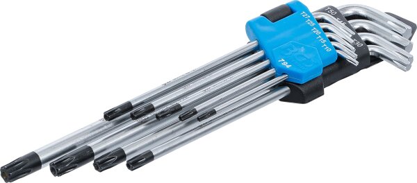 Winkelschlüssel-Satz | extra lang | T-Profil (für Torx) mit Bohrung T10 - T50 | 9-tlg.