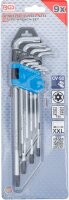 Winkelschlüssel-Satz | extra lang | T-Profil (für Torx) mit Bohrung T10 - T50 | 9-tlg.
